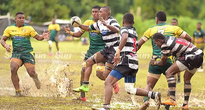 Apolosi Tamata of Rewa goes for possession against Tailevu in their Skipper Fiji Rugby Championship clash at Burebasaga ground on April 2, 2022. Photo:  Ronald Kumar