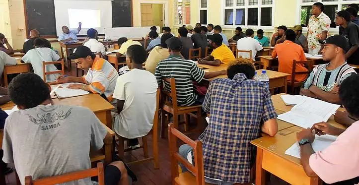 Students at FNU's TVET Pasifika centre at Robertson Rd...