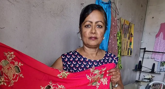 Rohini Lata sewing Diwali clothings for her customers. Photo: Laiseana Nasiga