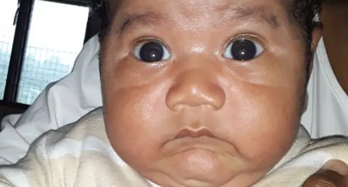 One month old Baby Elia at the Kubulau District School evacuation centre. 