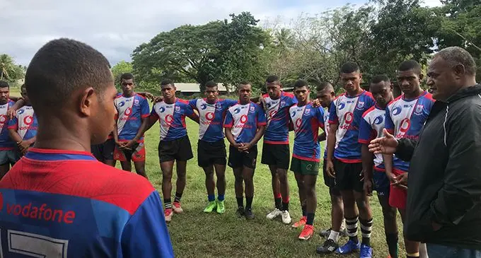 BLK Nadroga head coach Esala Nauga talks to the Cuvu Under-18 side during training at the Kalevu ground in Cuvu, Sigatoka on August 1, 2019.  Photo: Waisea Nasokia