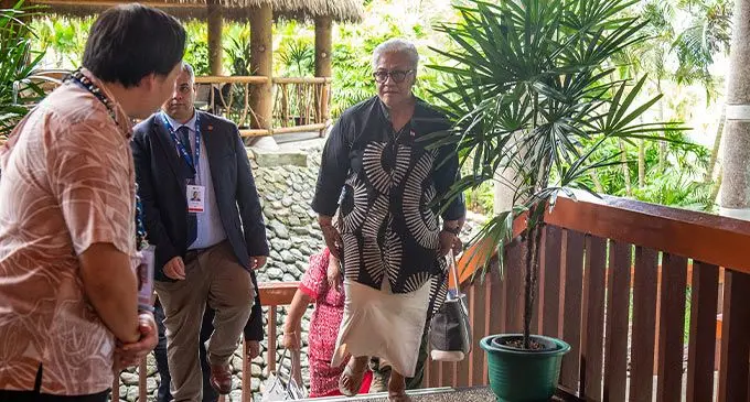 Samoan Prime Minister Fiame Naomi Mata’afa arrives at the Pacific islands Forum Secretariat on July 11, 2022. Photo: Leon Lord