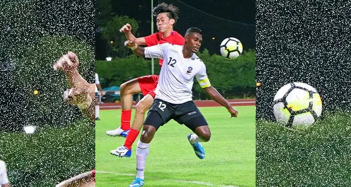 The Vodafone Fiji U23 captain Kishan Sami tries to control possession against Singapore during the FIFA International U23 Friendly match at Bishan Stadium on September 6, 2019.  Photo: Fiji FA Media