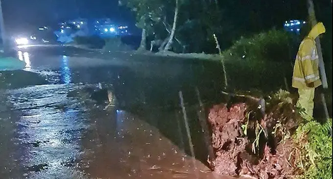 The flooded streets of Savusavu Town on Wednesday night.  Photo: Sampras Anand
