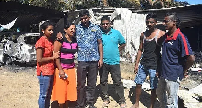 From left: Meena Gounder, Rukmani Gounder, Horish Gounder, Shevaned Kumar, Aritik Gounder and Kamal Gounder at Nacovi, Nadi on May 10, 2019. Photo: Mereleki Nai  
