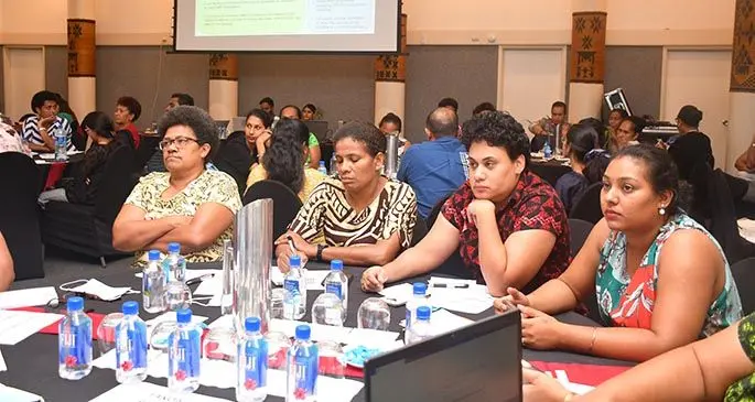 Frontline workers who underwent a COVID-19 vaccination administering training at Tanoa International Hotel on March 5, 2021.