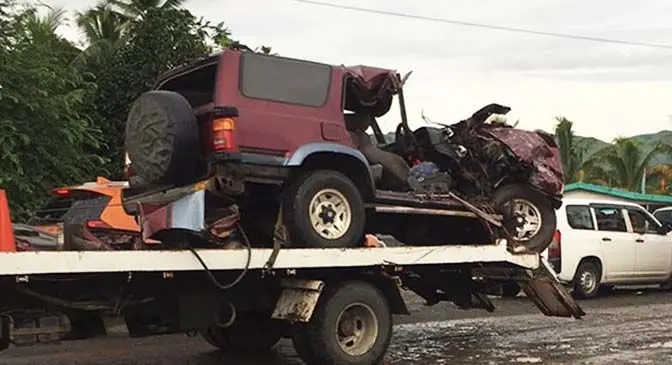 The private vehicle that was involved in an accident at Lautoka.