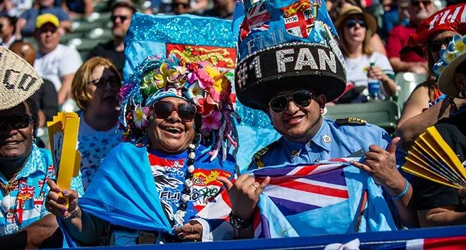 Fijian Rugby 7s fans from Vancouver, Canada were also there during the Los Angeles Sevens at the Dignity Health Sports Park in USA on March 1, 2020. Photo: Ian Muir