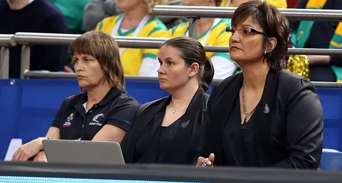 From left; Silver Ferns former manager Sharon Kearney, Bobby Willcox and former Silver Ferns head coach Waimarama Taumaunu. Photo: Silver Ferns