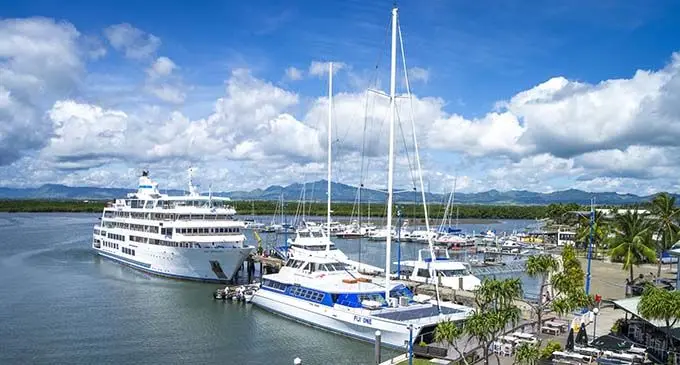 Captain Cook Cruises vessels MV Reef Endeavour (left) and Fiji One at Port Denarau,Nadi.