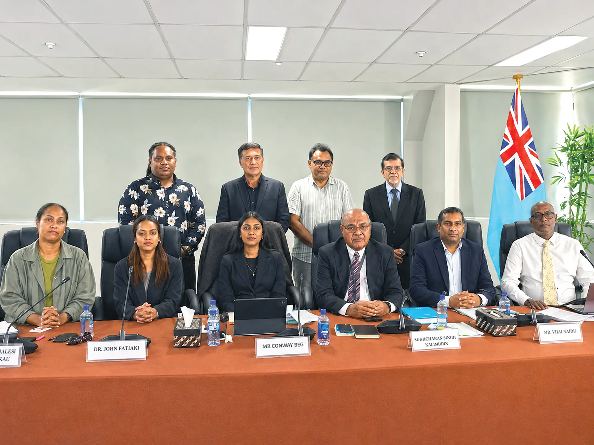 From left: Dialogue Fiji executives with the Constitutional Review Commission team in Suva on July 09, 2026.