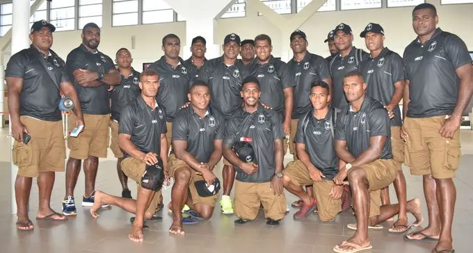 Fiji Airways Fijian 10’s rugby team at the Nadi International Airport on February 6, 2018. Photo: Waisea Nasokia