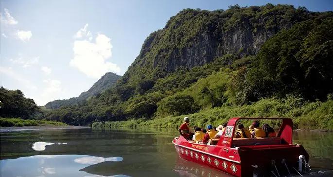 People on a safari on the Sigatoka River.
