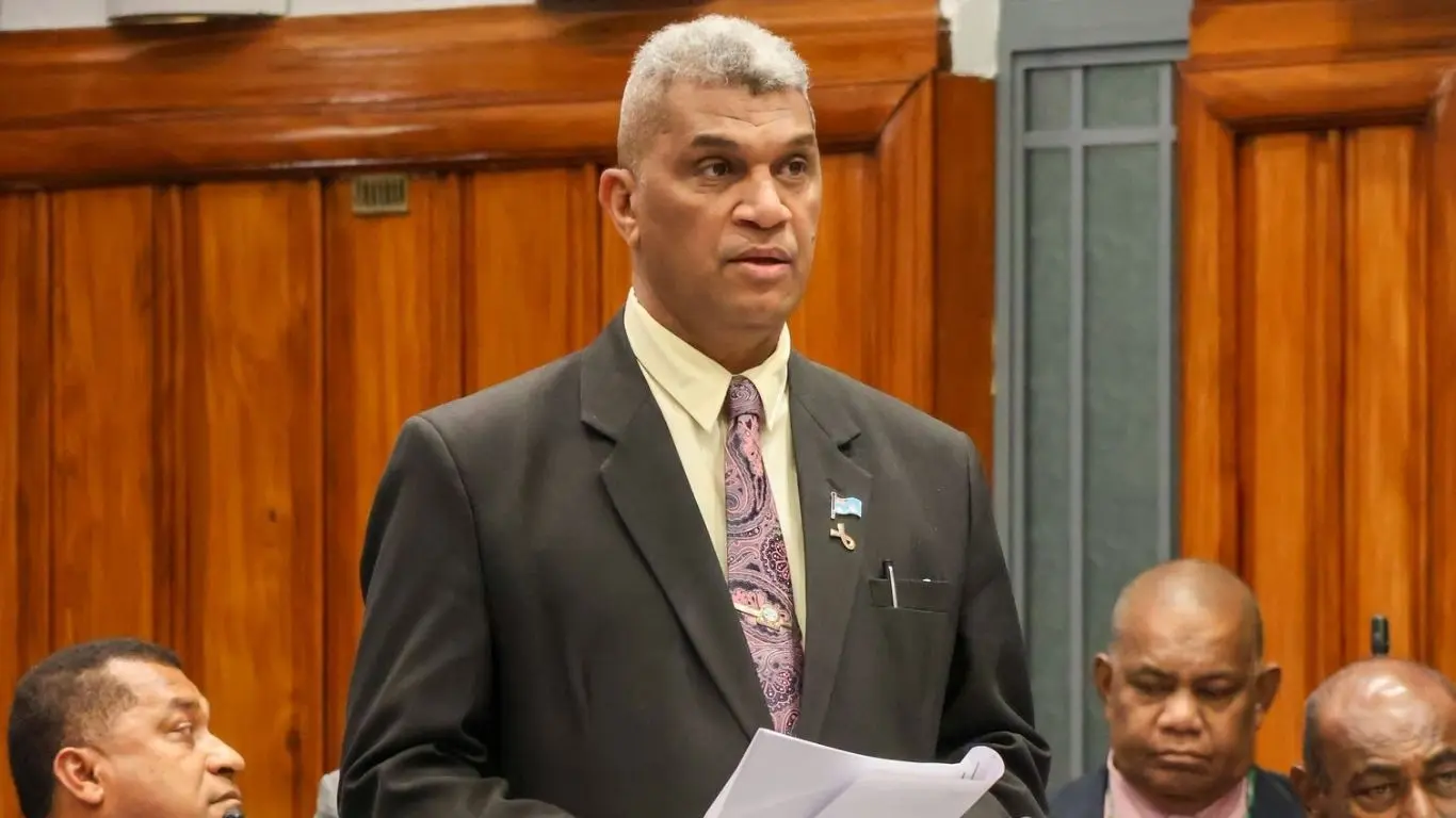 Minister for Education Aseri Radrodro outside Parliament.
