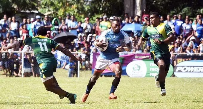 Nadi winger Amino Naseyara bursts through a gap against Tailevu at Prince Charles Park, Nadi on October 31, 2020. Nadi won 28-10. Photo: Waisea Nasokia