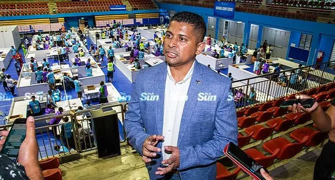 Supervisor of Elections Mohammed Saneem at the Fijian Elections Office national count centre at the Vodafone Arena, Suva, on December 15, 2022. Photo: Leon Lord 
