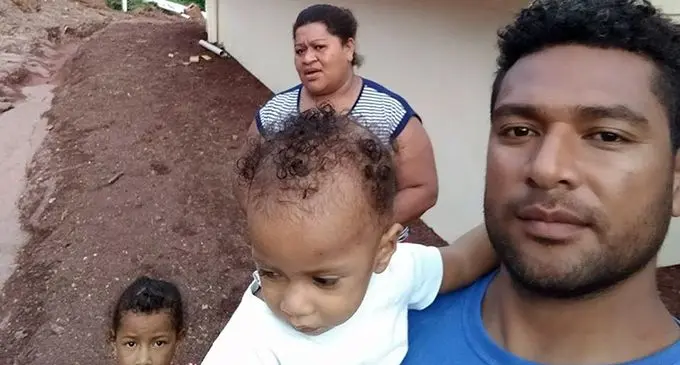 In happier times…From left: daughter Anaseini, son Epeli Jeremaia or EJ, Toga Kalougata and wife Taraivosa Moceisuva (back). 