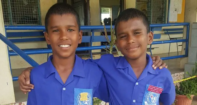 Twins Mark and Mathew Naidu at the Lautoka Andhra Sangam School on February 15, 2018. Photo: Karalaini Tavi
