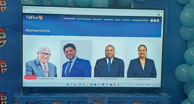 An insight into the FijiFirst website after it was launched on June 22, 2022. Photo: Wati Talebula-Nuku