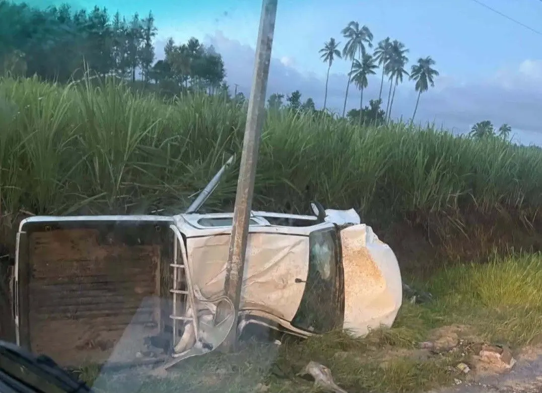 The vehicle involved in the crash near Movo Junction in Tabia Labasa, on February 12, 2026.