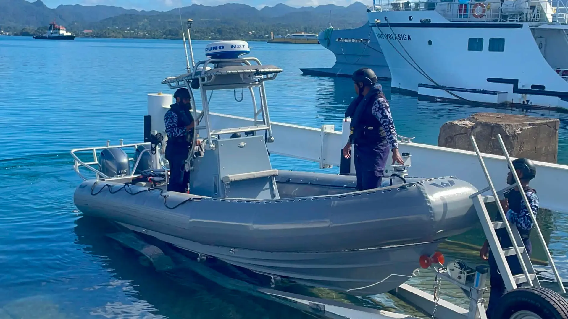 One of the four boats being tested put at Sea after the official handover ceremony.