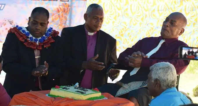 From left: The iTaukei Affairs Board deputy chief executive officer Josefa Toganivalu, Talatala Korolevu Saimone Vunilagi with Turaga-na-Vunivalu, Serua Ratu Peni Mataitini Latianara during the Serua Provincial Council meeting at Namaqumaqua Village on March 8, 2018. Photo: Ronald Kumar