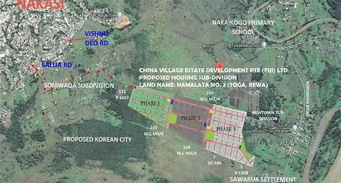 The map showing Namalata No.3 phasing plan in Toga, Rewa.