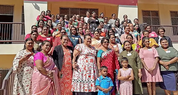 Losana Marama (front row, third from left) with other women participants during the women’s conference at Gurukul Primary School at Saweni in Lautoka. Photo: Mereleki Nai