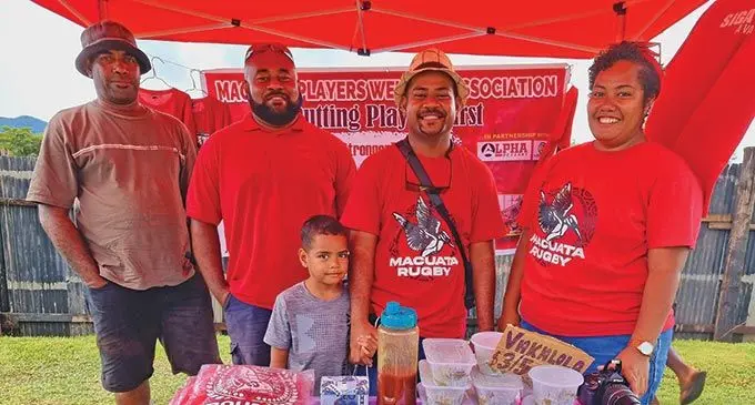 Macuata Players Welfare Association pioneer, Ilai Lomaloma, third from left, with supporters at Subrail Park, on April 23, 2022. Photo: Sampras Anand.