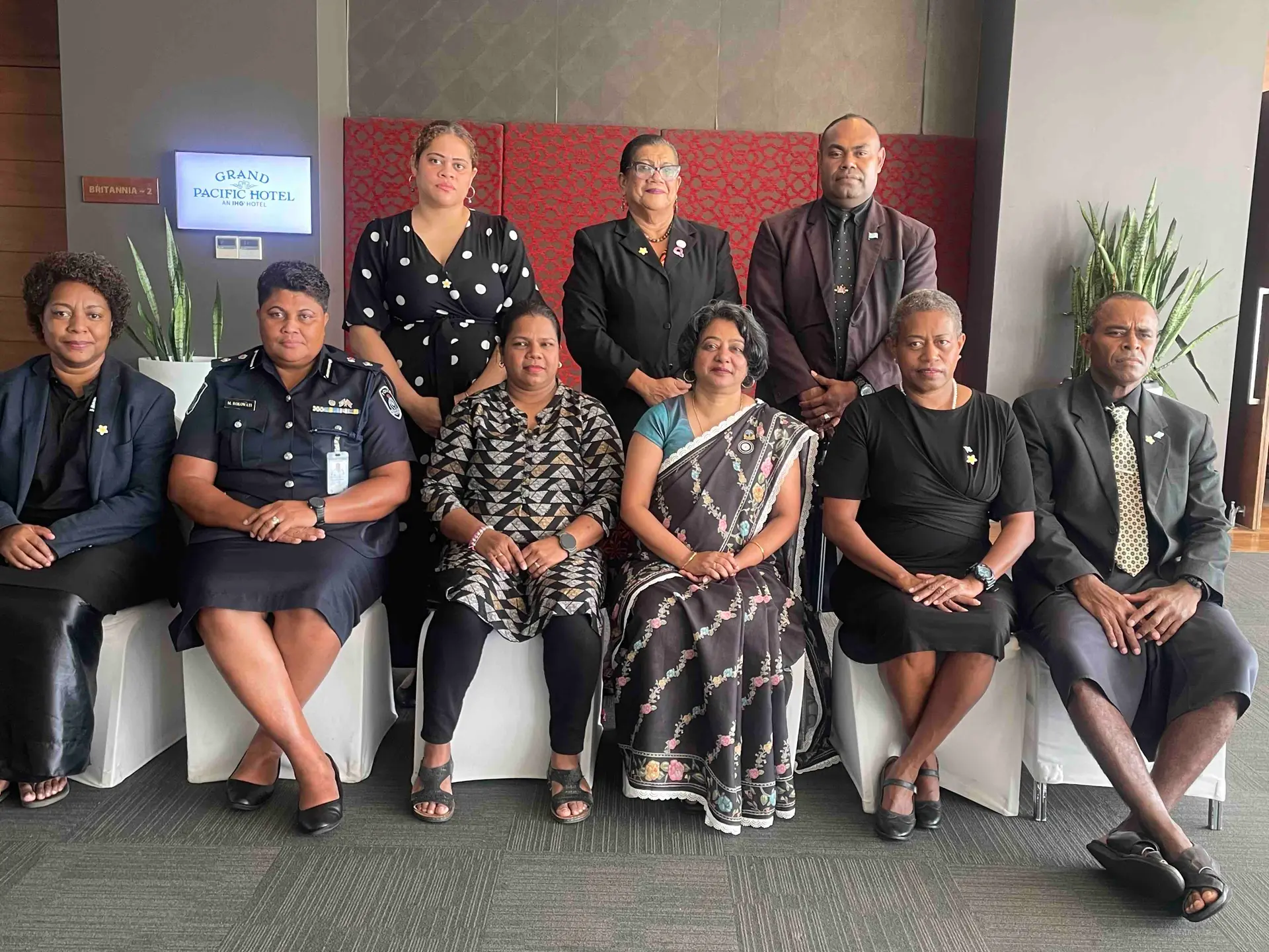 Fourth from left, Minister for Women, Children and Social Protection, Sashi Kiran, Permanent Secretary for women and children along with other stakeholders during the opening of the National Action Plan yesterday in Suva on April 31.