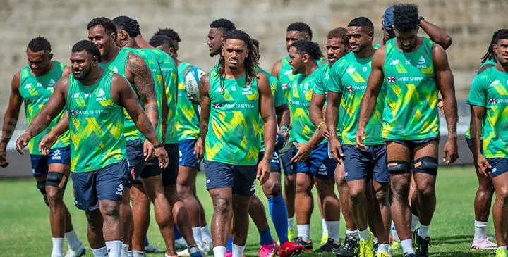 Fijian Drua side during their captain's run at HFC Stadium on 4 April, 2025. Photo: Leon Lord
