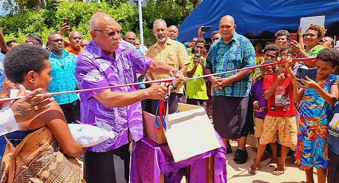 Prime Minister Sitiveni Rabuka, commissioned the Naiyarabale Bridge at Vaturova District in Cakaudrove Province on January 4, 2023. Photo: Sampras Anand