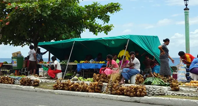 The tilted makeshift tent currently used to shelter roadside market vendors at Beach Street, Levuka.  Photos: Inoke Rabonu