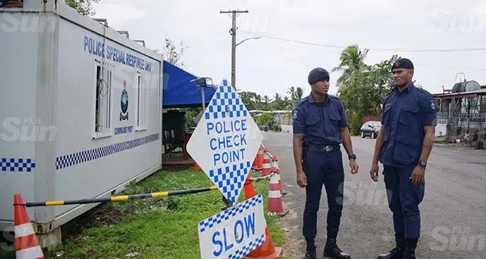 Police officers on patrol at Visako Circle in Nadera, Nasinu, on March 4, 2021. Photo: Ronald Kumar