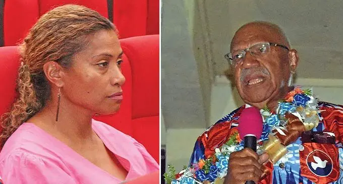 From left: The People’s Alliance deputy leader, Lynda Tabuya during the national candidate ball draw and People’s Alliance party leader Sitiveni Rabuka.