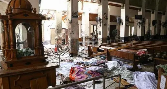 The scene from a church that was bombed in Sri Lanka on Easter Sunday.