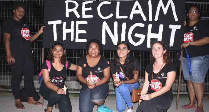 Some of the women participants at the ‘Reclaim the Night’ march in Suva on March 8, 2018. Photo: Simione Haravanua.