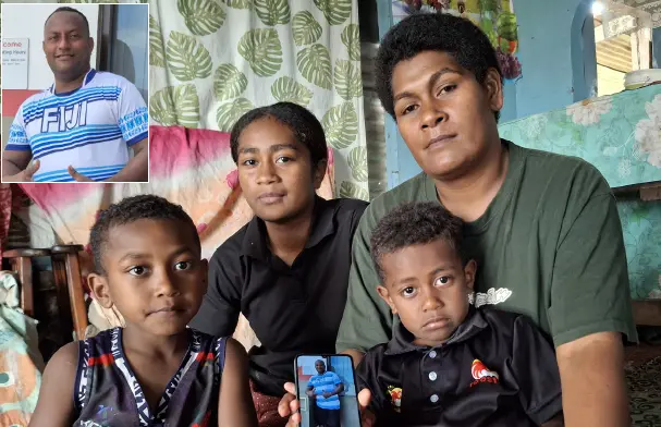 Savaira Vunisa, with her three children, daugetr Ulamila Narogo (seated second from left) and sons, Timoci Lagilevu and Joji Sole at their home in Naviago Settlement in Lautoka. Photo: Mereleki Nai.