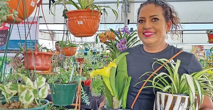 Florist Pravina Rae at her stall during the Fiji Showcase held at the Vodafone Arena, Suva. Photo: Laiseana Nasiga