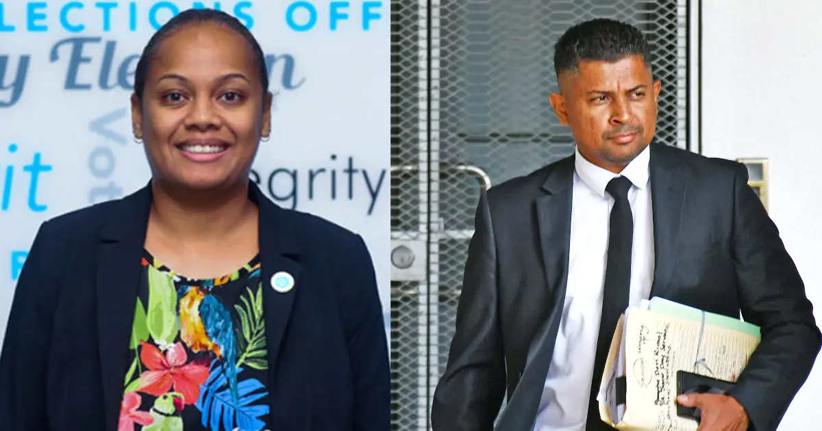 Supervisor of Elections Ana Mataiciwa and former supervisor of Elections Mohammed Saneem.