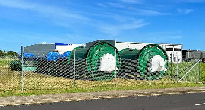On track to meet production dates, Lion One Fiji landed part of the processing machinery this week. Seen here, at the company's Waimalika storage yard, Nadi, the arrival of grinding mills heralds more good news for the country's next gold producer. Photo: Waisea Nasokia. 