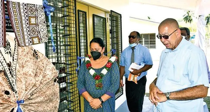 Minister for Education, Heritage and Arts Premila Kumar (first from left) during her visit to  St Theresa Primary School and College at Bemana, Nadroga on December 7, 2021. 