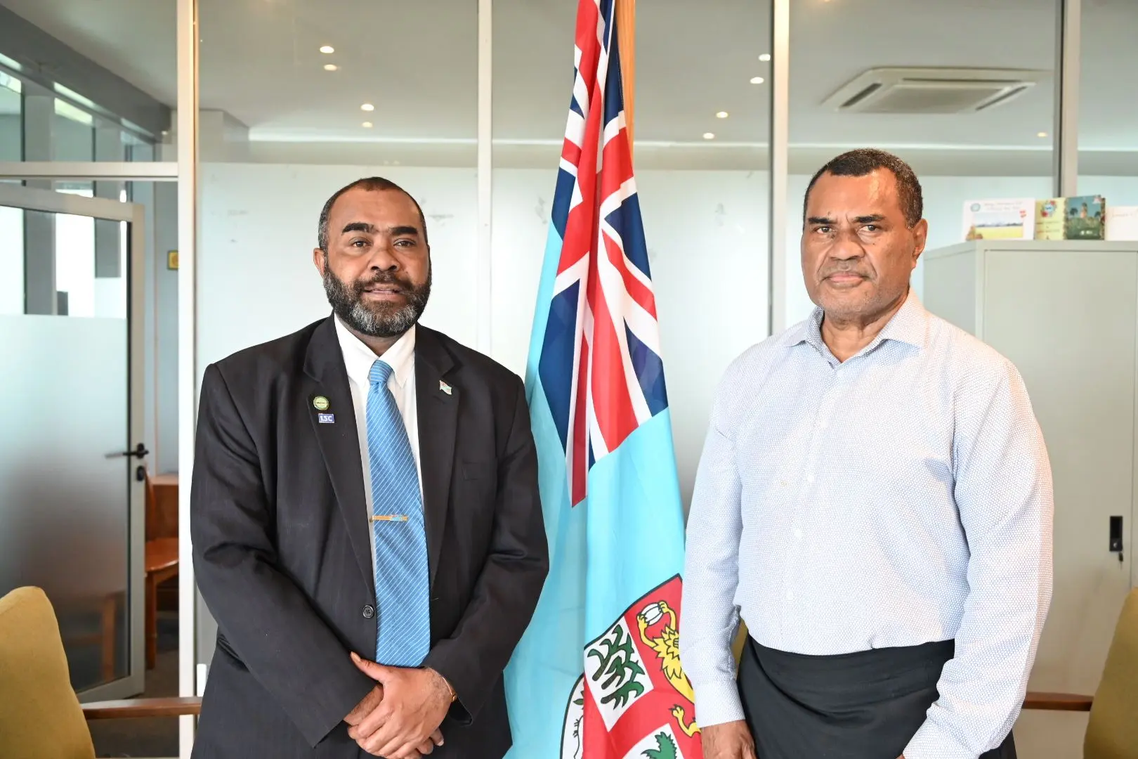 Minister for Environment and Climate Change, Mosese Bulitavu and Fiji ambassador to the United States Ratu Ilisoni Vuidreketi.