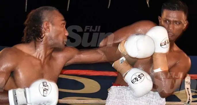 Siliveni Nawai (left) against Sebastien Singh at Prince Charles Park, Nadi, on June 30, 2019. Photo: Waisea Nasokia 