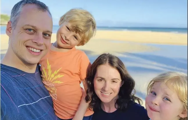 The Aelbers family at Natadola Beach