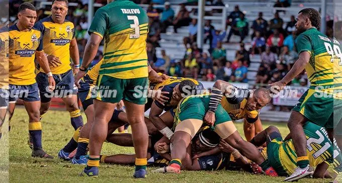 What’s this... AYI Northland’s No.8 Manueli Laqai caught on the act against Tailevu during their Skipper Fiji Rugby Championship clash at Ratu Cakobau Park, Nausori, on May 14, 2022. Northland travel to Naluwai on Saturday to play Naitasiri and challenge the prestigious INKK Fiji Rugby Farebrother Trophy. Photo: Leon Lord