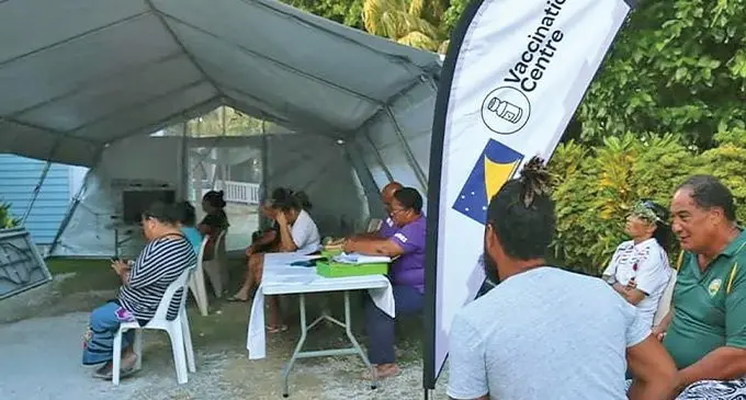 A vaccination centre on Nukunonu, Tokelau. Photo: RNZ Pacific