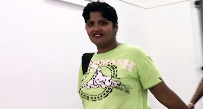 Vinita Devi Nair outside court on July 29, 2019.   Photo: Ashna Kumar