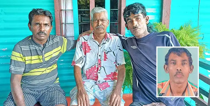 From Left: Shiu Sharma, Sambhu Lal (dad), and Shalendra Sharma in Labasa on April 3, 2025. Photo: Shratika Naidu. (inset), deceased, Edward Lal.