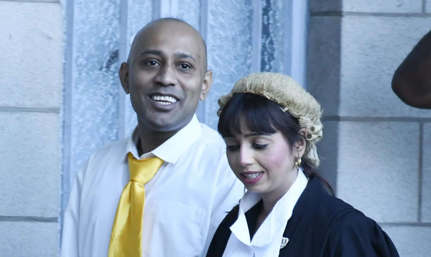Imran Khan with lawyer Shayal Kant outside High Court on July 9, 2026. 